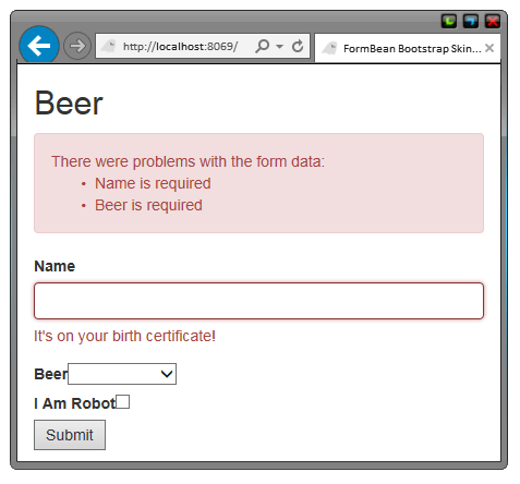 Bootstrap Form with Errors